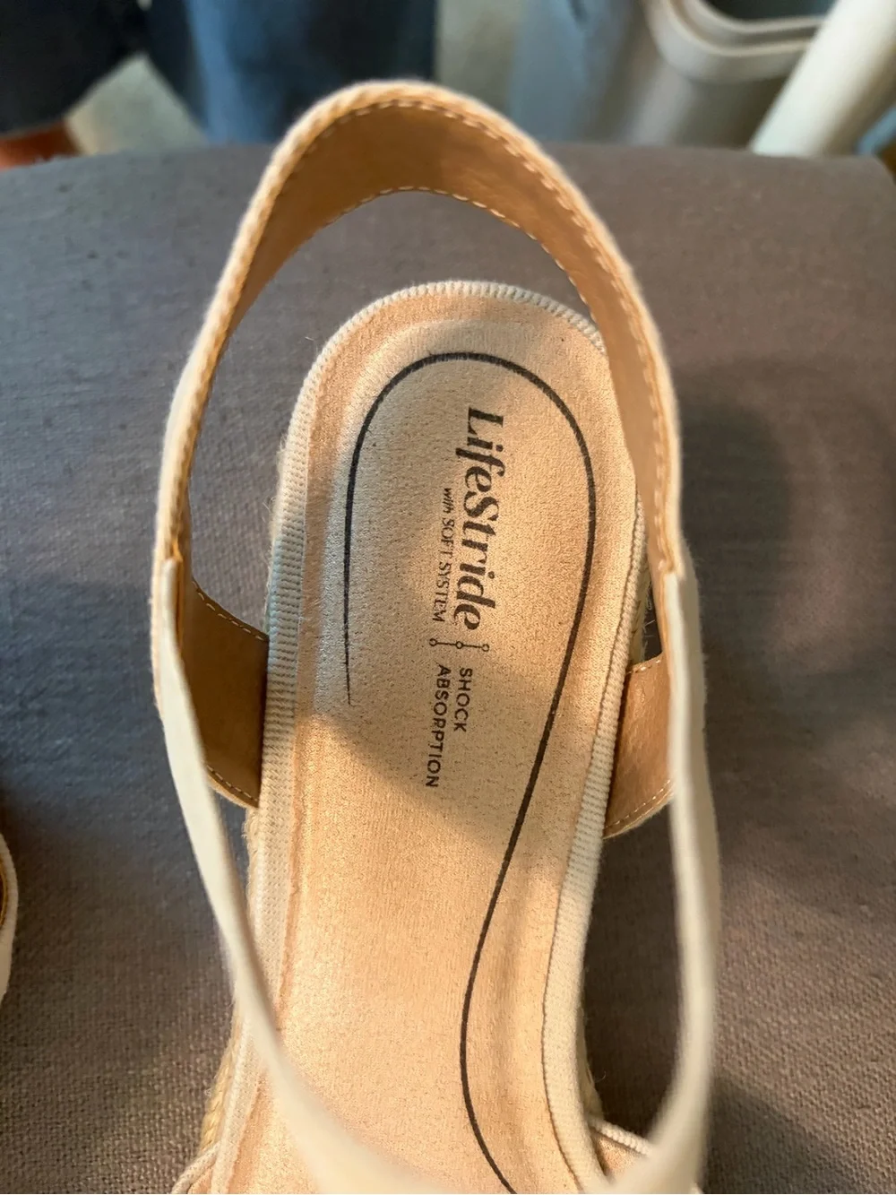 New Life Stride Women's Light Beige Espadrille Wedge Sandal